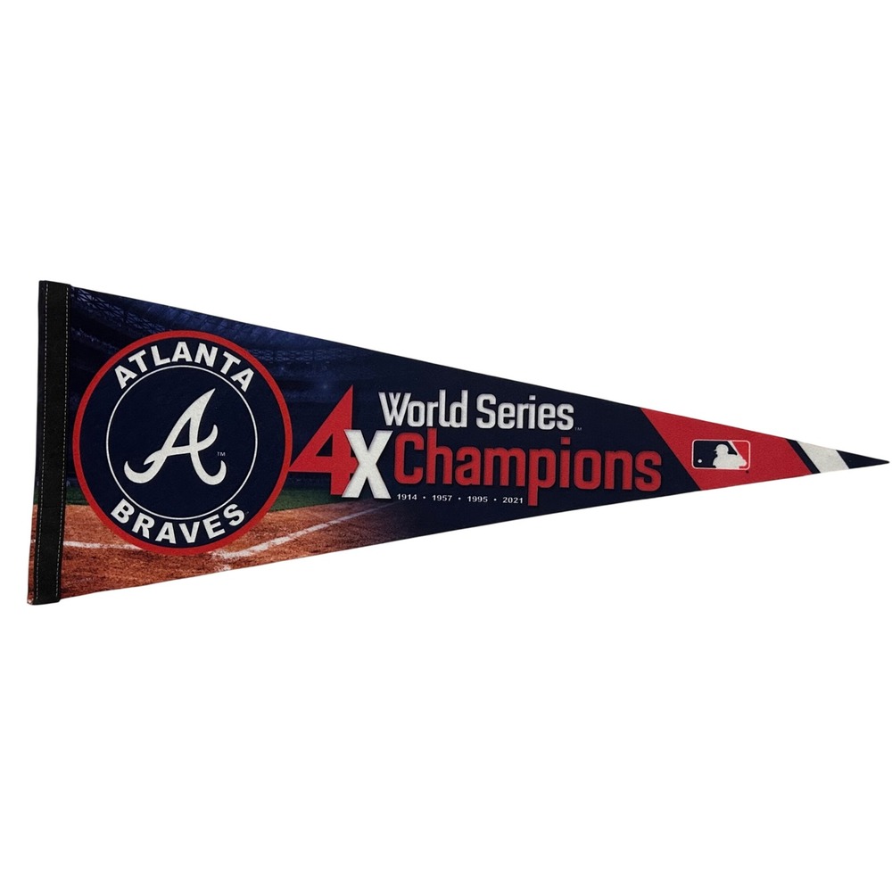 Atlanta Braves World Series 4X Champions MLB Pennant 1914 1957 1995 2021 Banner